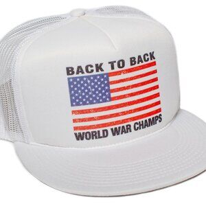 Back To Back World War Champs Champions Unisex Flat Bill Truckers Hat Cap White